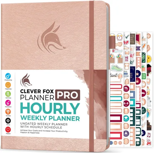 Miniatura 8 de Clever Fox Agenda PRO - Agenda semanal y mensual sin fecha con ranuras de tiempo, libro de citas y organizador diario, A4 (gris)