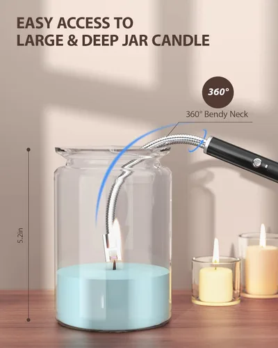 Miniatura 2 de RONXS Encendedores de velas, encendedor eléctrico largo recargable USB con pantalla de batería LED, encendedor de arco de plasma de cuello flexible