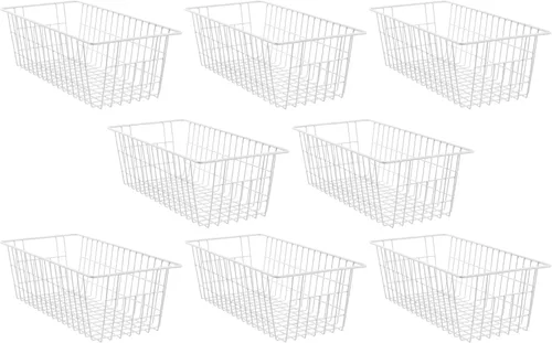 SANNO Cestas de almacenamiento de alambre para congelador, organizador de alimentos, cocina, cestas organizadoras para el hogar, baño, organización