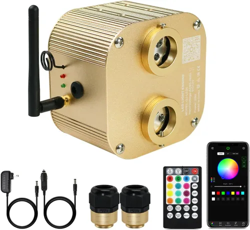 Miniatura 18 de AMKI Motor de fuente de luz de 32W con doble puerto de alta luminosidad, modo de sonido parpadeante, control remoto/APP, RGBW, para kit de luz