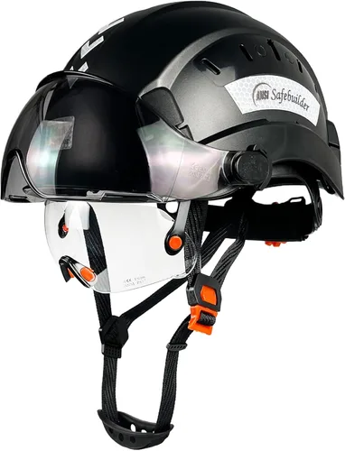 Miniatura 10 de SAFEBUILDER Casco de seguridad de construcción con visera incorporada Casco duro ABS con visera Ventilación ajustable Casco de trabajo Protección