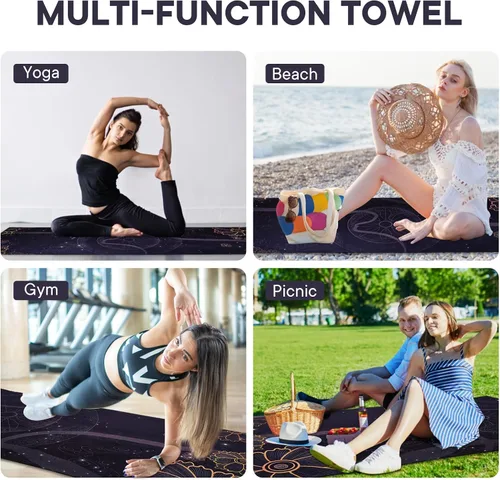 Miniatura 5 de Toallas de yoga, toalla antideslizante para esterilla de yoga caliente con puntos de agarre, manta de yoga de microfibra suave súper absorbente