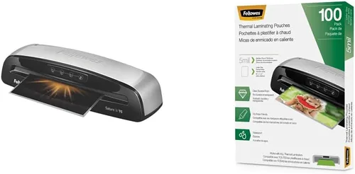 Miniatura 11 de Fellowes Saturn 3i 125 Máquina laminadora térmica con kit de inicio de bolsa de laminación autoadhesiva, bolsas de laminación térmica de 12.5