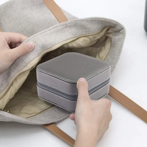 Miniatura 6 de Duomiila - Caja de joyería pequeña, mini organizador de viaje portátil, para anillos, aretes, collares. Un regalo para niñas y mujeres