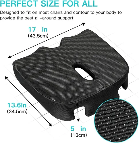 Miniatura 2 de Benazcap Cojín de asiento de espuma viscoelástica estándar para silla de oficina Alivio de la presión, ciática y dolor de coxis Almohadilla