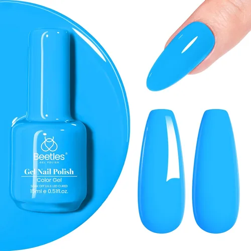 Miniatura 100 de Beetles - Esmalte de uñas de gel verde luminoso que brilla en la oscuridad, esmalte de uñas de gel que se absorbe con lámpara LED UV, arte de uñas