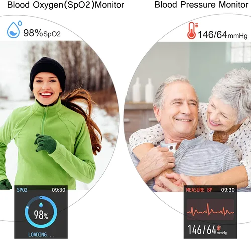 Miniatura 2 de Popglory Reloj inteligente, reloj inteligente con presión arterial, monitor de oxígeno en sangre, monitor de actividad física con monitor de Negro