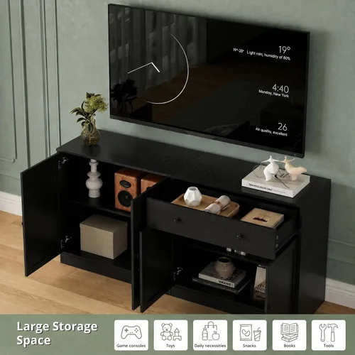 Miniatura 4 de TUSY Soporte de TV para TV de 65 pulgadas, moderno centro de entretenimiento para sala de estar, consola multimedia de 63 pulgadas