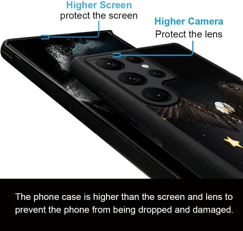 Miniatura 5 de DJSOK Funda para Samsung Galaxy S22 Ultra, diseño de patrón de lujo, a prueba de golpes, funda resistente para hombre y mujer, bandera americana