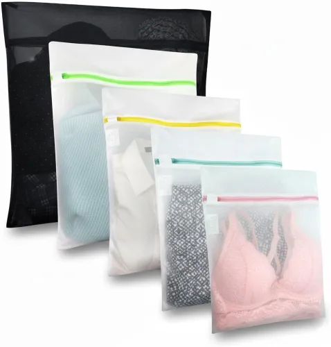 5 bolsas de malla para ropa delicada con cremallera, bolsas de lencería para lavandería, bolsa organizadora de almacenamiento de viaje, bolsas de