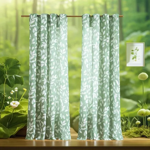 Miniatura 21 de Treatmentex Cortinas blancas y grises para dormitorio de 84 pulgadas de largo, cortinas semitransparentes con estampado de hojas para ventanas
