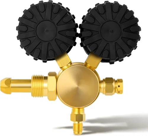Miniatura 6 de MEANLIN MEASURE Regulador de nitrógeno 0-800PSI CGA580 Entrada, conector macho de 1/4 de pulgada con mango resistente, regulador de helio