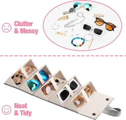 Miniatura 5 de MoKo - Organizador de gafas de sol con 5 ranuras, estuche de viaje para gafas de sol portátil, estuche de almacenamiento para mujeres y hombres