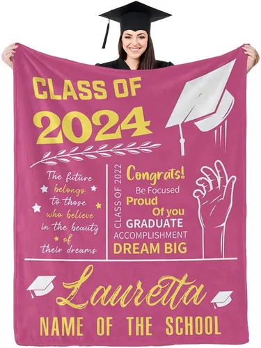 Miniatura 22 de D-Story Manta personalizada con foto, regalos de graduados universitarios para ella, regalos de graduación de felicitaciones, mantas personalizadas
