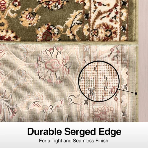 Miniatura 5 de Well Woven alfombra para pasillos y escaleras de tamaño personalizado - Elija la longitud que desee - Noble Sarouk Verde Oriental de 27 pulgadas