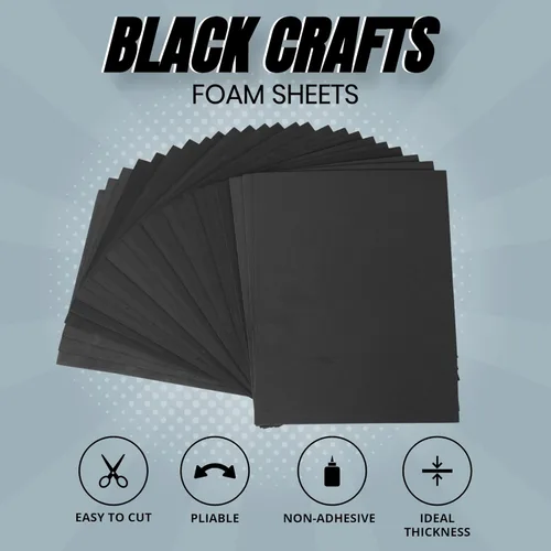 Miniatura 2 de 24 hojas de espuma EVA negra para cosplay en hojas de 9 x 12 pulgadas; espuma gruesa de alta densidad 187.4 lbs/m³, 0.079 in (1/12 pulgadas); ideal