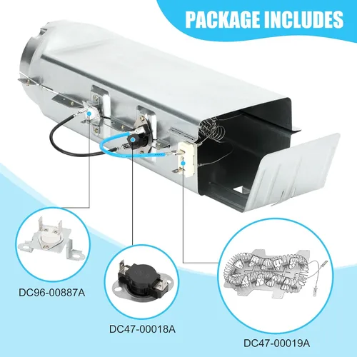 Miniatura 2 de Elemento calefactor para secadora DC97-14486A con OEM DC96-00887A, Compatible con secadora Samsung dv40j3000ew/a2 dv45h7000ew/a2 dve50r5400v/a3