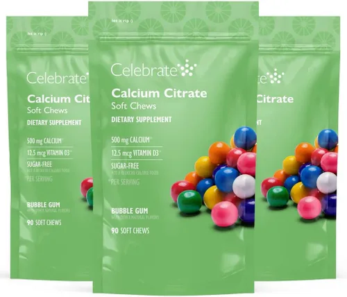 Miniatura 14 de Celebrate Vitaminas Masticables de citrato de calcio bariátrico 500mg con 500 UI de vitamina D3 – Esencial para pacientes con bypass gástrico