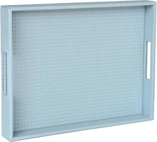 Miniatura 21 de HofferRuffer Bandeja rectangular de servir con asas con agujeros para mesa de café, desayuno, té, comida, bandeja de servicio para mostrador