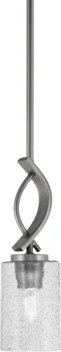 Miniatura 76 de Toltec Lighting Cavella Stem Colgado Mini colgante, acabado grafito, vidrio de muselina blanca de 4 pulgadas