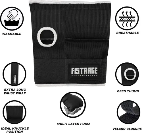 Miniatura 3 de FISTRAGE Guantes interiores de boxeo para puñetazos, vendajes acolchados elásticos debajo de las manoplas, soporte de muñeca largo y rápido