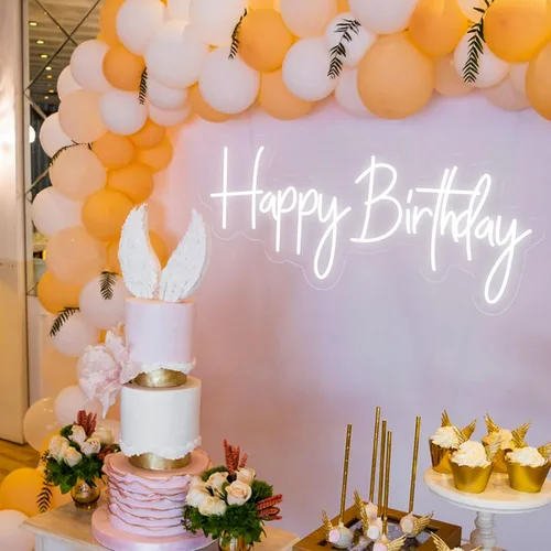 Miniatura 7 de Letrero de neón de feliz cumpleaños de 23.6 x 9.45 pulgadas, letrero de neón personalizado para fiesta, letrero de pared, decoración de dormitorio