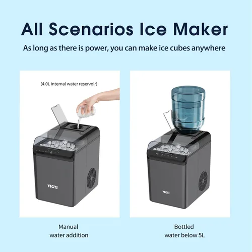 Miniatura 2 de VECYS Máquina de hielo en cubos, máquina de hielo de alta calidad para encimera, capacidad diaria de fabricación de hielo de 34 libras y función