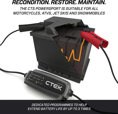 Miniatura 5 de CTEK CT5, Cargador de Batería Automotriz de 12V para Auto, Motocicleta, ATV, Motonieve - Cargador de Batería por Goteo y Mantenedor de Batería