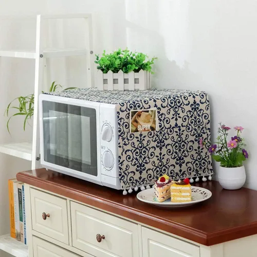 Miniatura 7 de AKOAK 1 paquete de 11.81 x 35.43 pulgadas, cubierta antipolvo para microondas y cocina para el hogar, funda de horno de lino y algodón con bolsa