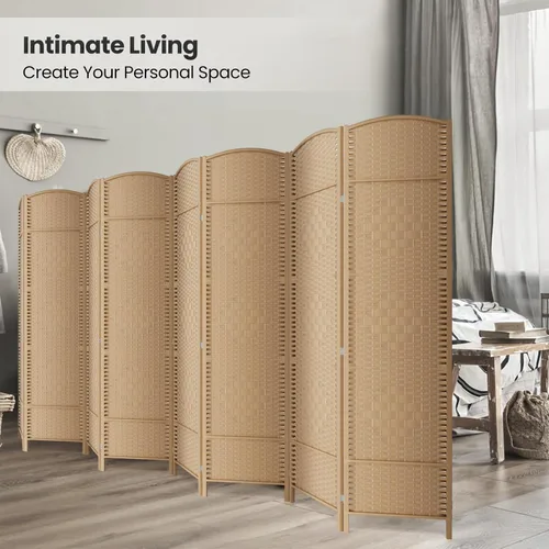 Miniatura 4 de Divisor de habitación de 8 paneles, pantalla de privacidad plegable de 6 pies, divisor de pared de panel plegable extra ancho con divisor de pared