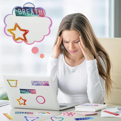 Miniatura 5 de Crtiin 80 calcomanías sensoriales para ansiedad, táctiles, ásperas, para la salud mental, autismo, TDAH, atención plena, para aliviar el estrés