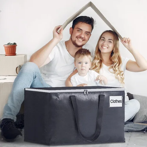 Miniatura 7 de Fabspace Bolsas de mudanza resistentes con cremalleras fuertes y asas, suministros de mudanza plegables, bolsas de almacenamiento para embalaje