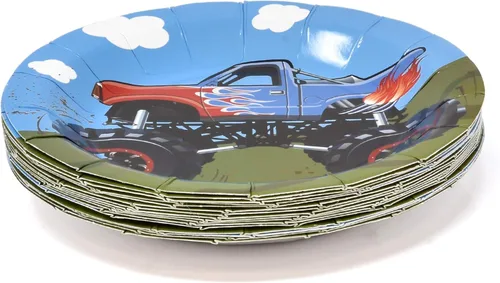 Miniatura 4 de Gift Boutique Juego de 122 piezas de suministros para fiesta de cumpleaños de Monster Truck Juego de platos de papel, vasos, servilletas para niños