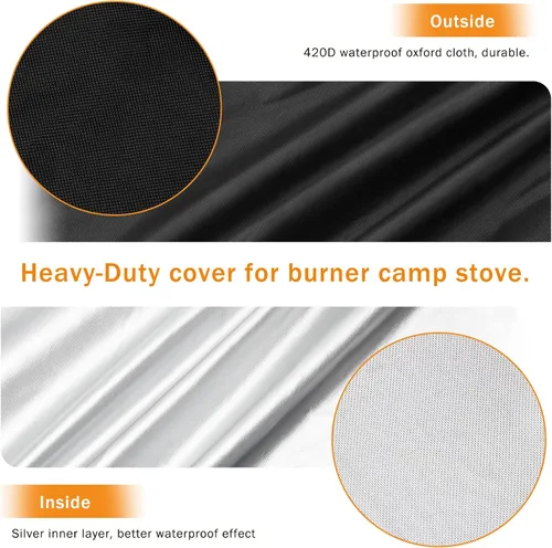 Miniatura 3 de Luxiv - Cubiertas negras de patio para estufa de campamento de 2 quemadores, cubierta resistente para estufa de campamento de 2 quemadores, cubierta