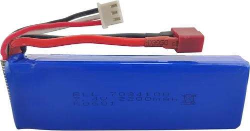 Miniatura 4 de Batería de litio de 2 piezas de 7.4 V 2200 mAh con cargador 2 en 1 para WLtoys K949 10428 10428-A L202 RC control remoto de alta velocidad