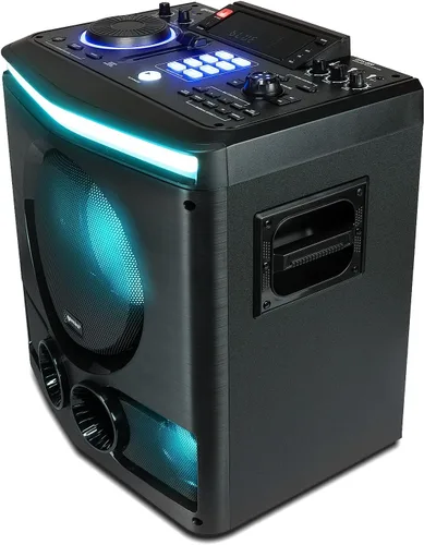 Gemini - Sistema de altavoces Bluetooth para fiesta de karaoke de 2400 W de potencia máxima con woofer de 8 pulgadas, luces LED, micrófono, entrada