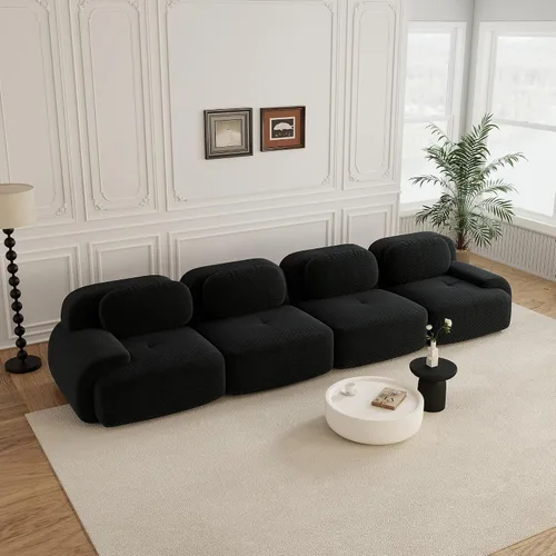 Miniatura 71 de Sofás modulares sin hueso de 152.8 pulgadas para sala de estar, sofá modular con diván en forma de L, cómodo asiento profundo tapizado de tela