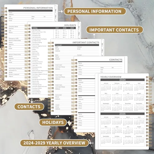 Miniatura 4 de Artfan Agenda mensual 2024-2029 encuadernada en espiral, agenda mensual de 5 años, calendario 2024-2029, julio de 2024 a junio de 2029, 8.5 x 6.4