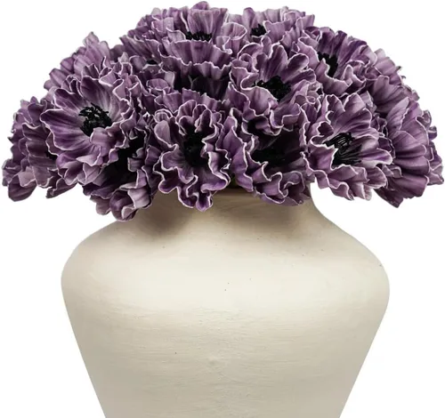 Miniatura 12 de Melorca&Guilla Flores Artificiales, 24 Piezas de 13.5 pulgadas Flores Falsas de Amapola Verde, Flores Sintéticas de Tacto Real, Flores de Seda