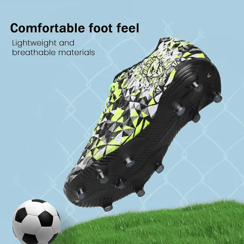 Miniatura 2 de UMUERX Kids Soccer Cleats Girls Boys Outdoor Indoor Football Shoes Trainning Shoes Lace up Firm Ground Athletic Turf Shoes Green