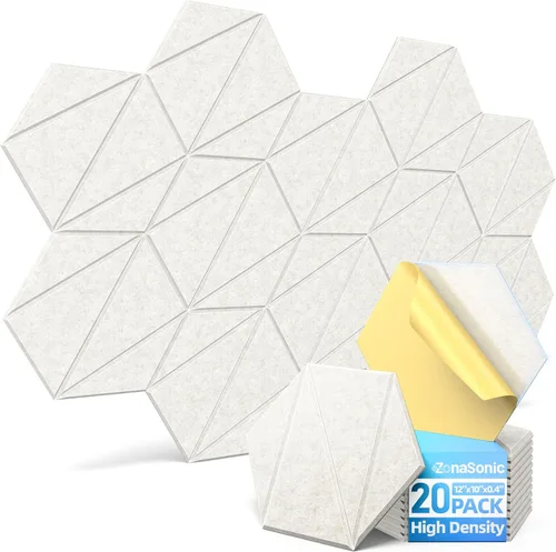Miniatura 9 de Paquete de 12 paneles acústicos con paneles autoadhesivos de espuma a prueba de sonido de 12 x 10 x 0.4 pulgadas para paredes, paneles de pared