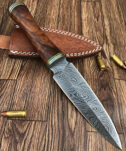 Miniatura 5 de Cuchillo de acero de Damasco hecho a mano DG-28 - Hermoso mango de palisandro
