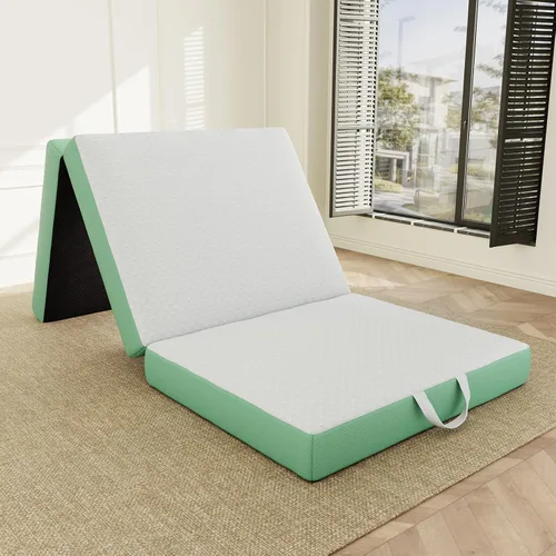 Miniatura 11 de ROXGOX Colchón Plegable Triple de Espuma Viscoelástica, Cama de Piso Portátil Individual de 4 Pulgadas, Colchoneta Plegable con Funda Lavable, Asa