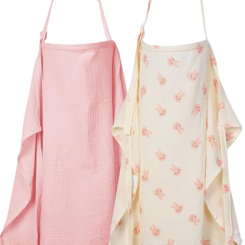 Miniatura 10 de ANYEDDE Paquete de 2 fundas de lactancia de muselina para lactancia materna, fundas transpirables para lactancia materna con cuello de arco, funda