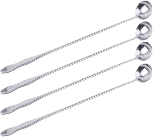 Miniatura 14 de SellerWay Cuchara de mango largo, cucharadita de acero inoxidable helado de 10 pulgadas para mezclar, té, batido, café, 3 formas diferentes
