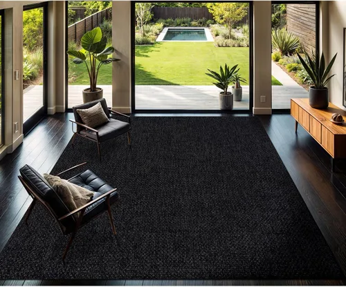 Miniatura 19 de CAMILSON Easy Alfombra de yute, 2 x 3 pulgadas, interiores y exteriores, fibra gris oscuro, para sala de estar, patio y cocina, diseño tejido