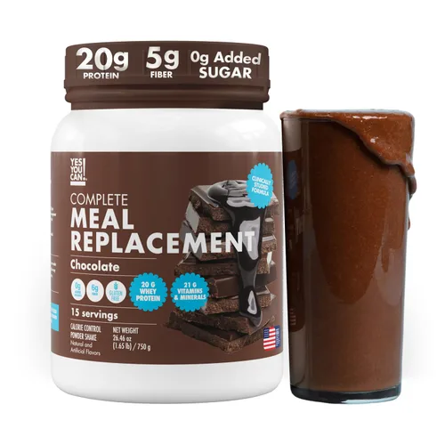 Miniatura 16 de Yes You Can! Batido completo de reemplazo de comidas, 15 porciones (chocolate) Proteína de reemplazo de comidas en polvo con vitaminas y minerales