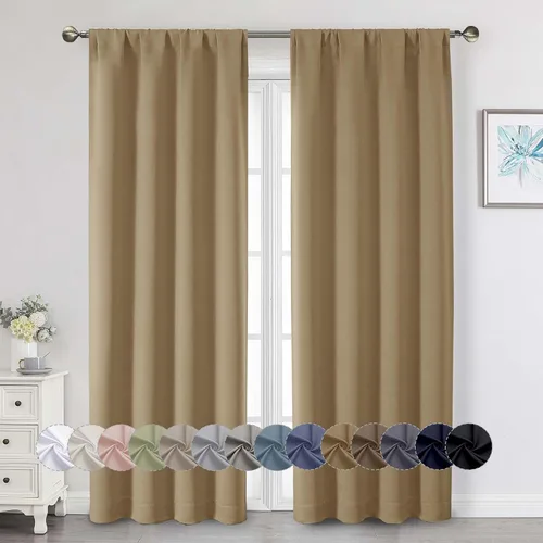Miniatura 84 de Cortinas opacas para dormitorio, sala de estar, juego de 2 paneles de 54 pulgadas de largo, cortinas de oscurecimiento de habitación con aislamiento