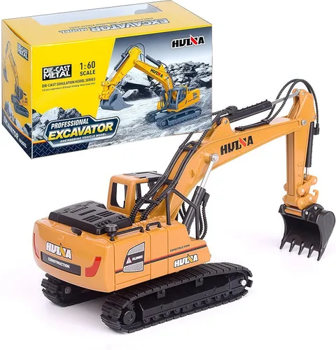 Miniatura 9 de Gemini&Genius Juguete de excavadora de orugas para niños, juguete de vehículo de construcción de excavadora de alta resistencia con rotación de 360