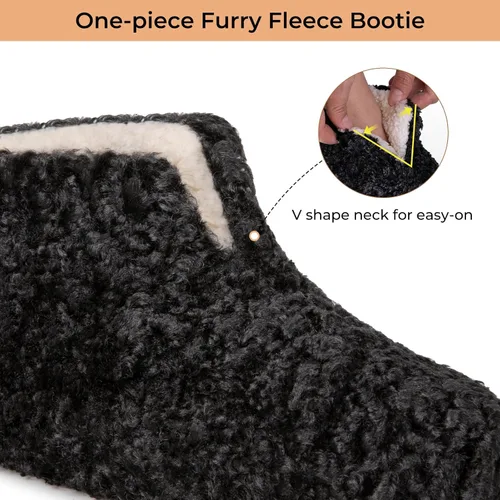 Miniatura 4 de HomeTop Pantuflas tipo botín mullido para mujer, cálidas, para invierno, para interiores, con forro polar de peluche